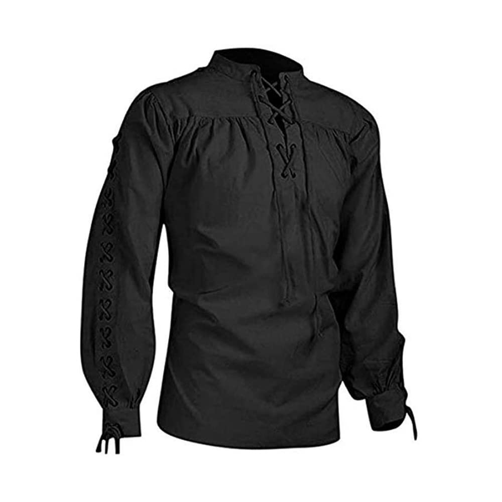 BaronHong Herren Piratenhemd Wikinger Steampunk Retro Renaissance Mittelalter Gothic Viktorianisch H