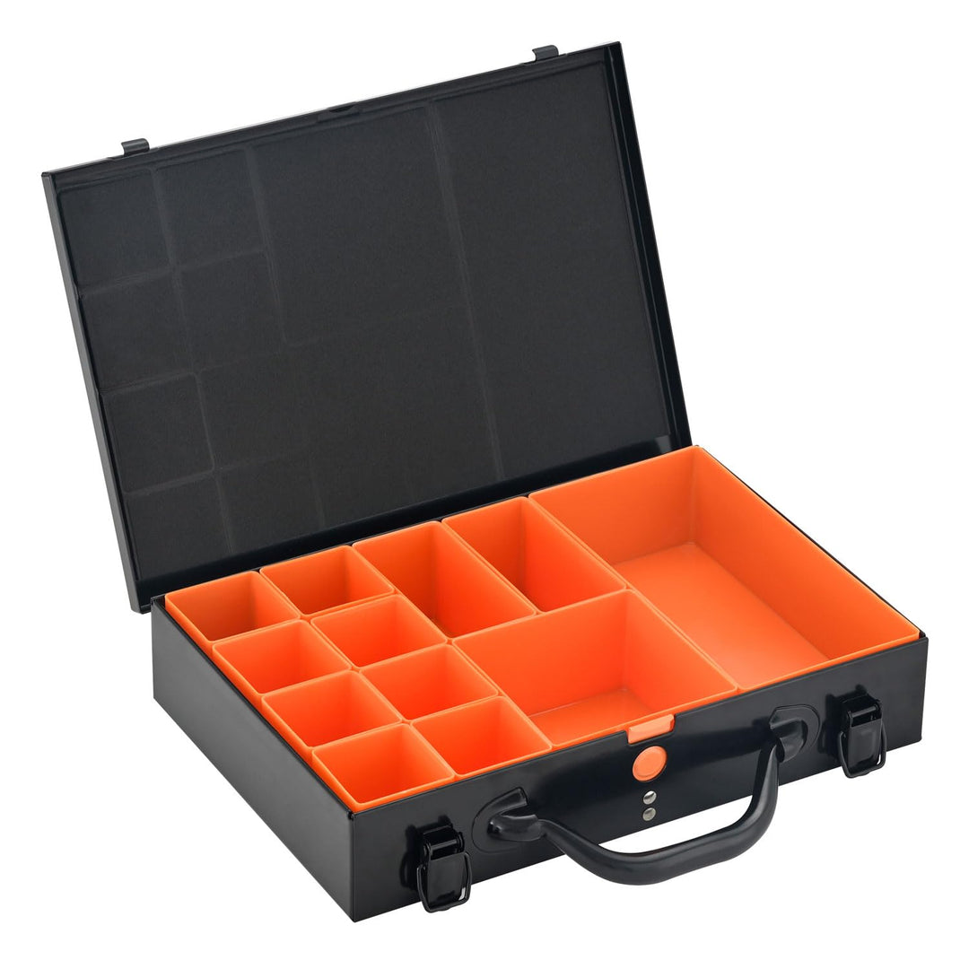 ALUBOX Sortimentsbox Kleinteilekoffer Stahlblech pulverbeschichtet mit 12 Einsatzkästen - 33,5 x 23