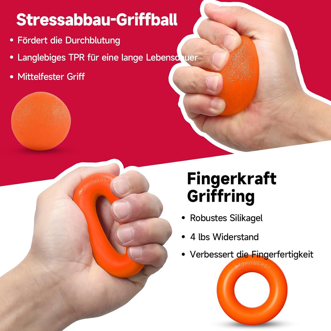FitBeast Handtrainer Trainingsset (5-teilig), 2 Unterarmgriff Einstellbare Widerstand Handgreifer, F