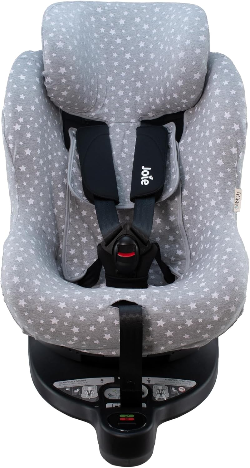 JYOKO Kids Bezug aus Baumwolle, kompatibel mit Joie I-Spin 360 und Joie I-Safe (White Star) White St