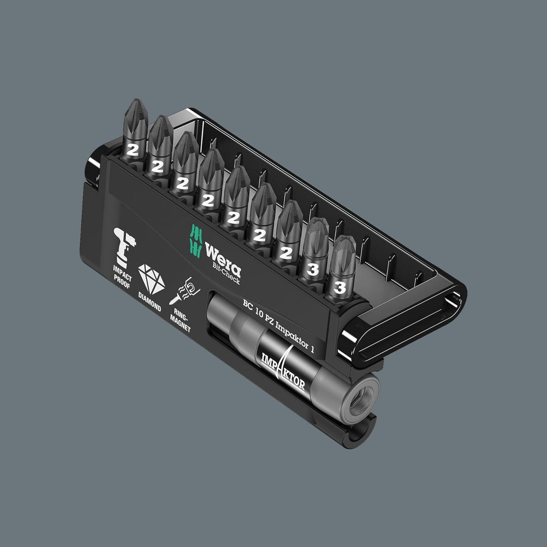 Wera Bit-Sortiment, Bit-Check 10 PZ Impaktor 1, 10-teilig, 05057684001 Bit-Check 10 PZ Impaktor 1 Si