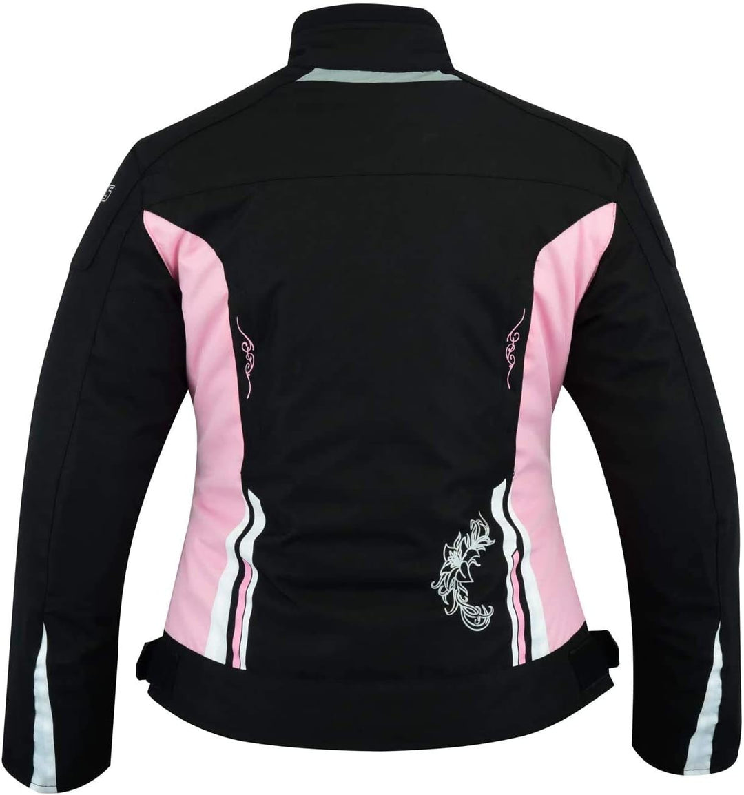Damen Motorrad Motorradkombi Textil Schwarz Weiss Rose (XS) XS Schwarz, XS Schwarz