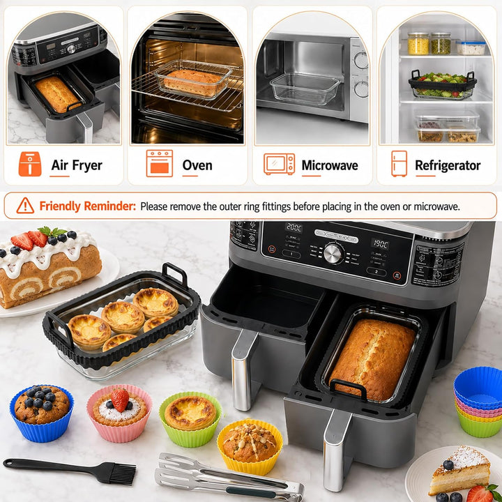14erSet Glas Airfryer Zubehör Auflaufform Heissluftfritteuse Glas Airfryer Glasbehälter Kompatibel m