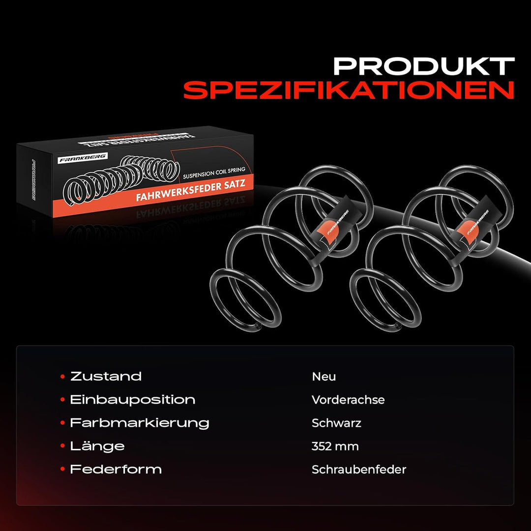 Frankberg 2x Federn Fahrwerksfeder Vorderachse Links Rechts Kompatibel mit Note E11 NE11 1.6L MPV 20