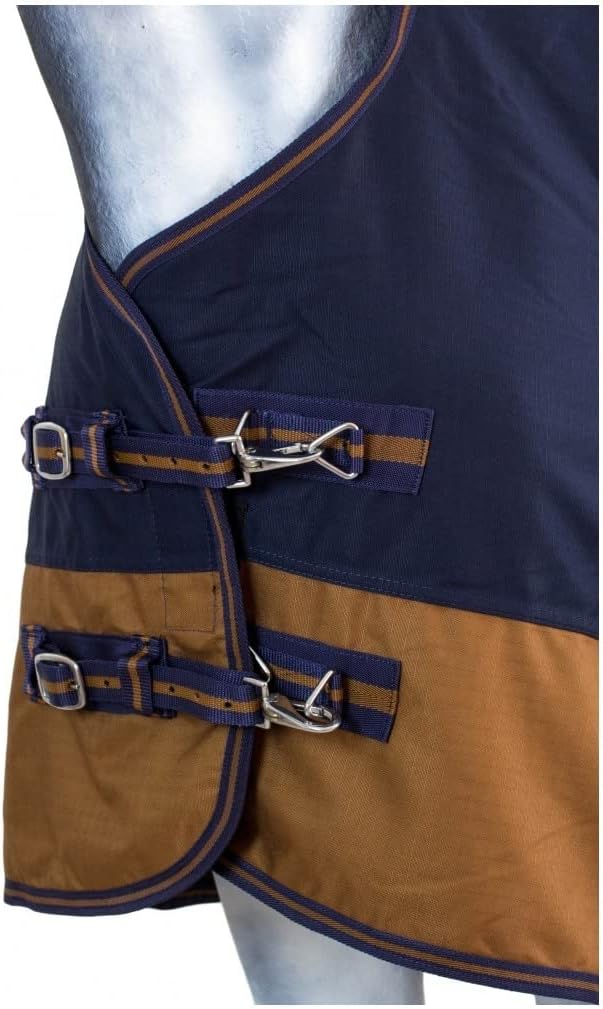 RL24 - Winterdecke High Neck 300g Füllung 600D BASICLINE dunkelblau/braun 125cm Dunkelblau/Braun (Al