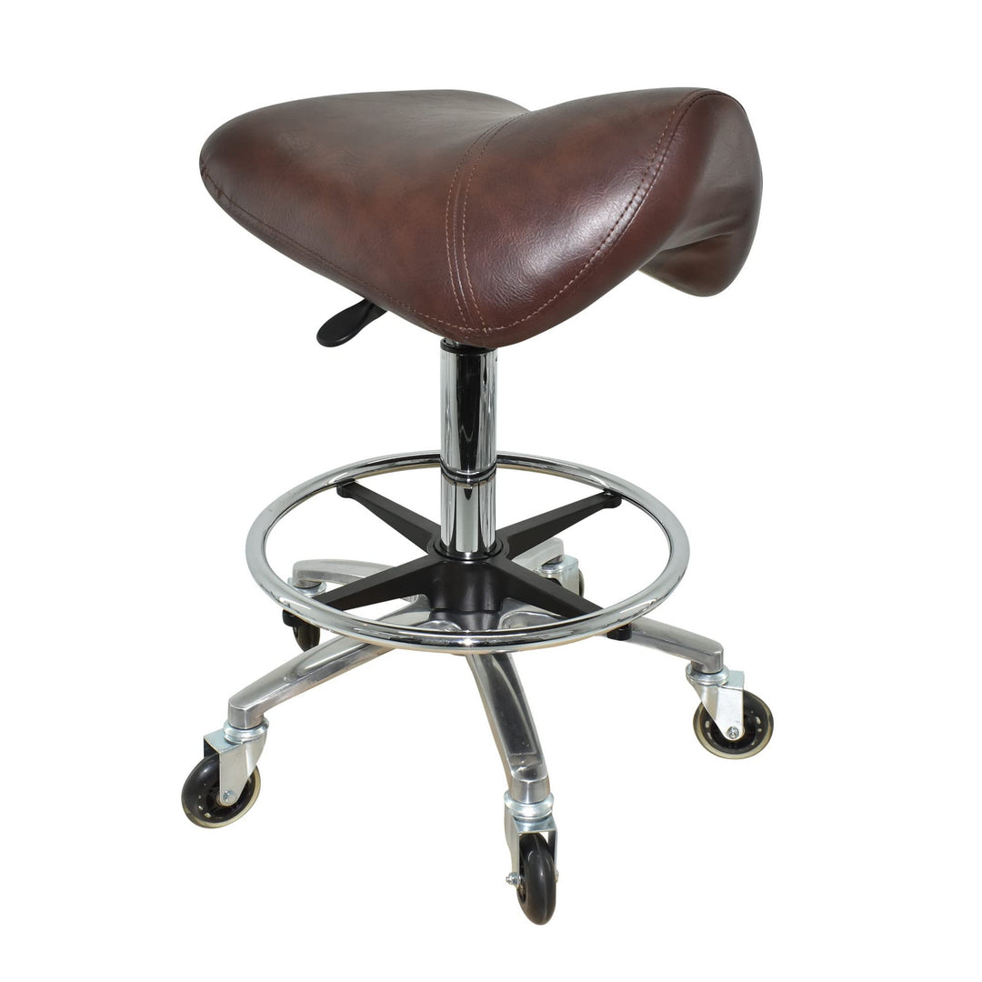 Premium Sattelhocker Braun, Sattelstuhl für Rückenentlastung, Rollhocker höhenverstellbar von 55-75