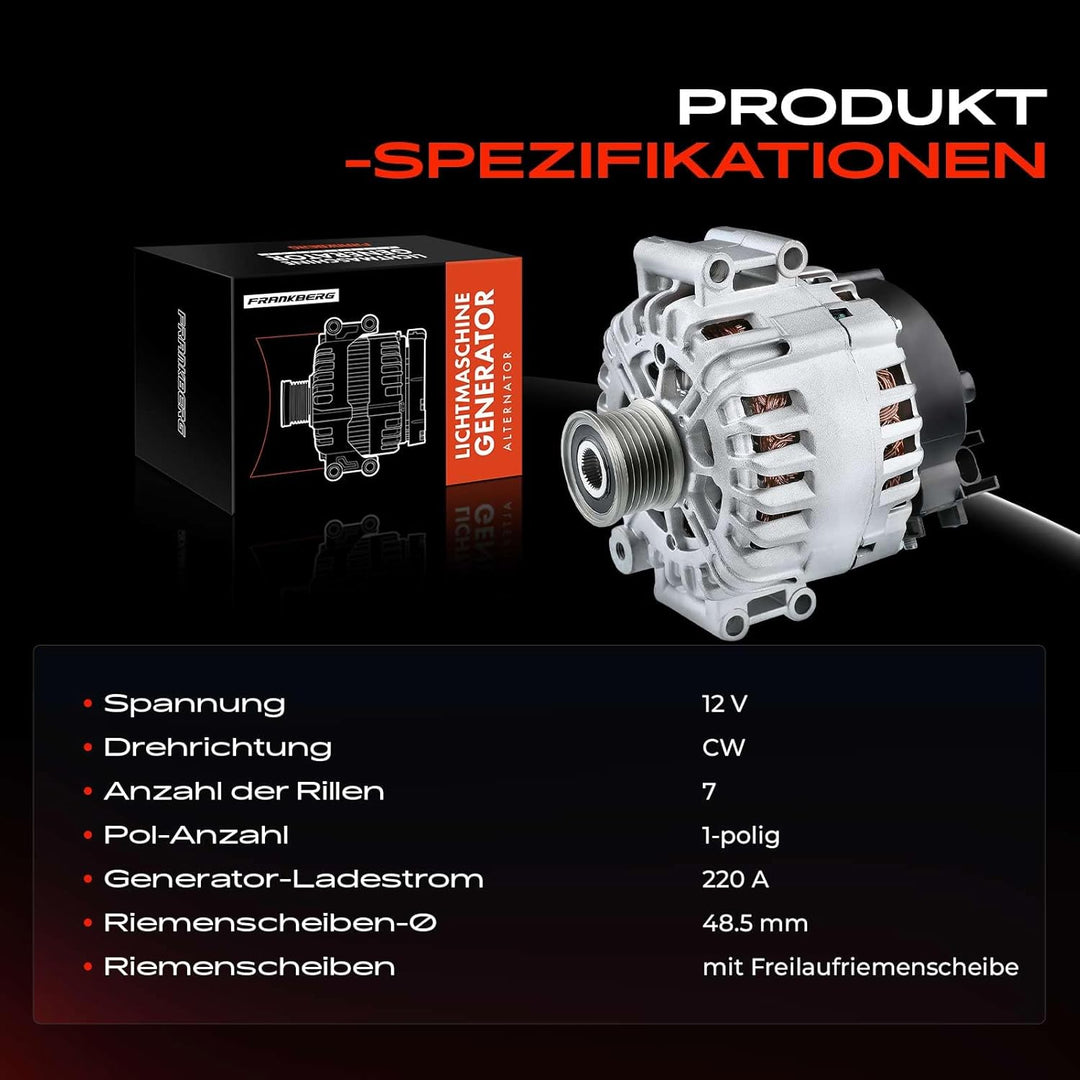 Frankberg Lichtmaschine Generator Kompatibel mit X5 E70 3.0 Si 2006-2008 X5 E70 xDrive30i 3.0L 2008-