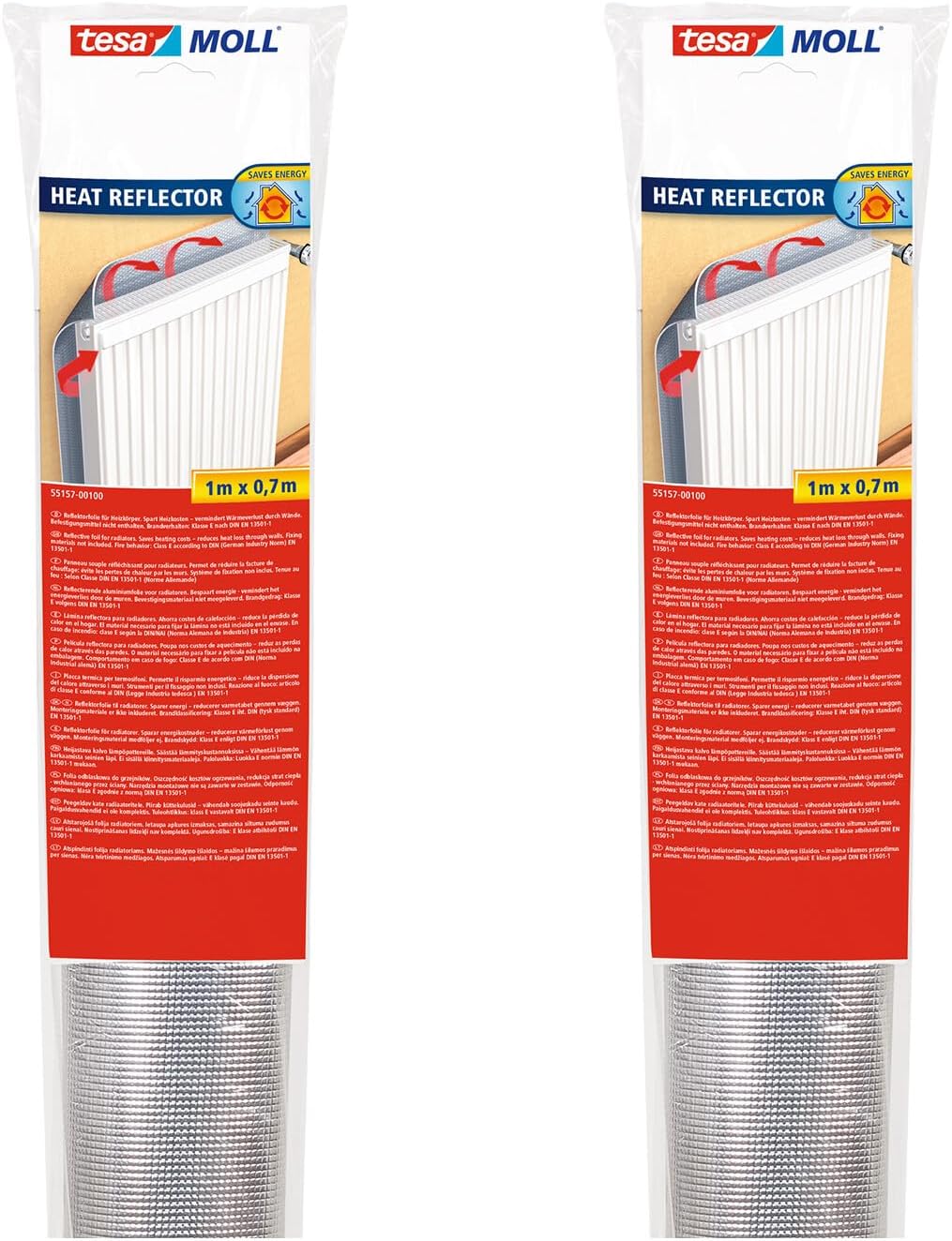 tesamoll Reflektorfolie für Heizkörper im 2er Pack - Isolierfolie für die Heizung - Reflektionsfolie