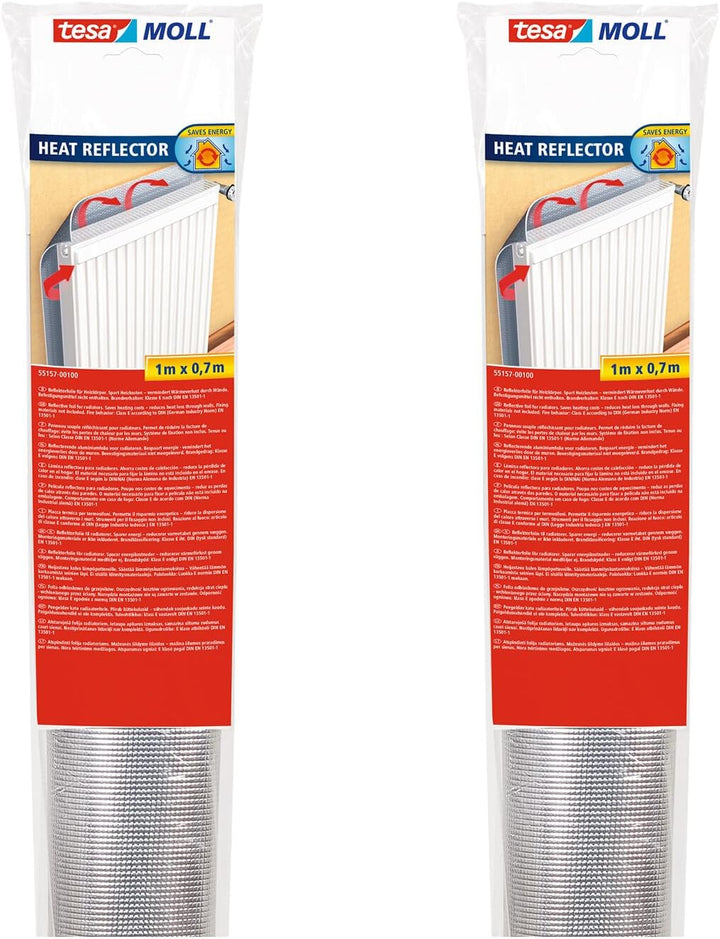 tesamoll Reflektorfolie für Heizkörper im 2er Pack - Isolierfolie für die Heizung - Reflektionsfolie
