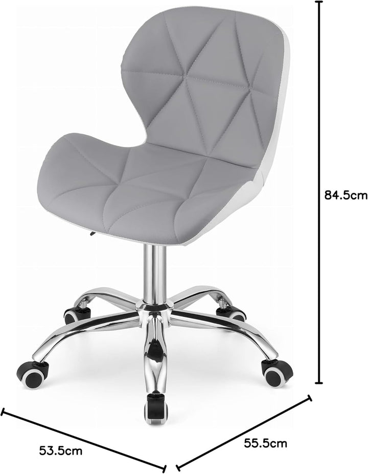 NMK HOME Drehstuhl mit Rollen - Höhenverstellbar Polsterstuhl - Home Office Samt Stuhl mit Geometris