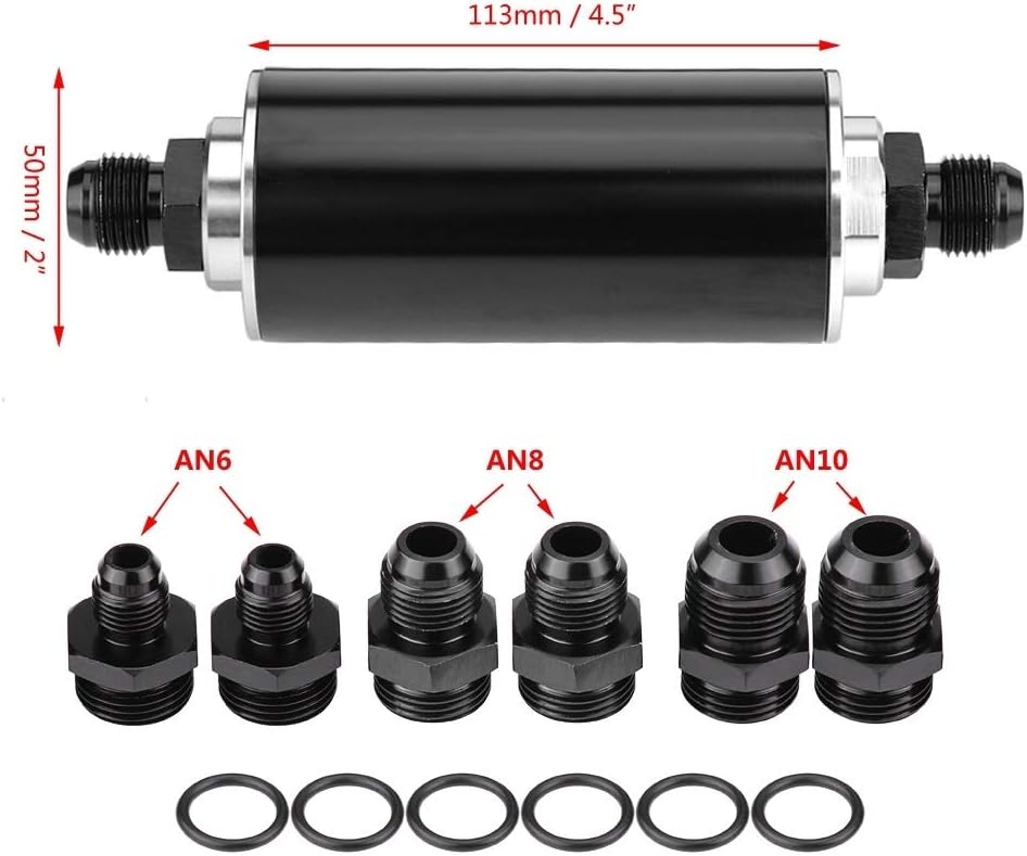 KSTE Universal-100 Micron AN6 Aluminium High Flow Kraftstoff Inline Benzin Filter for Auto-LKW-Schwa