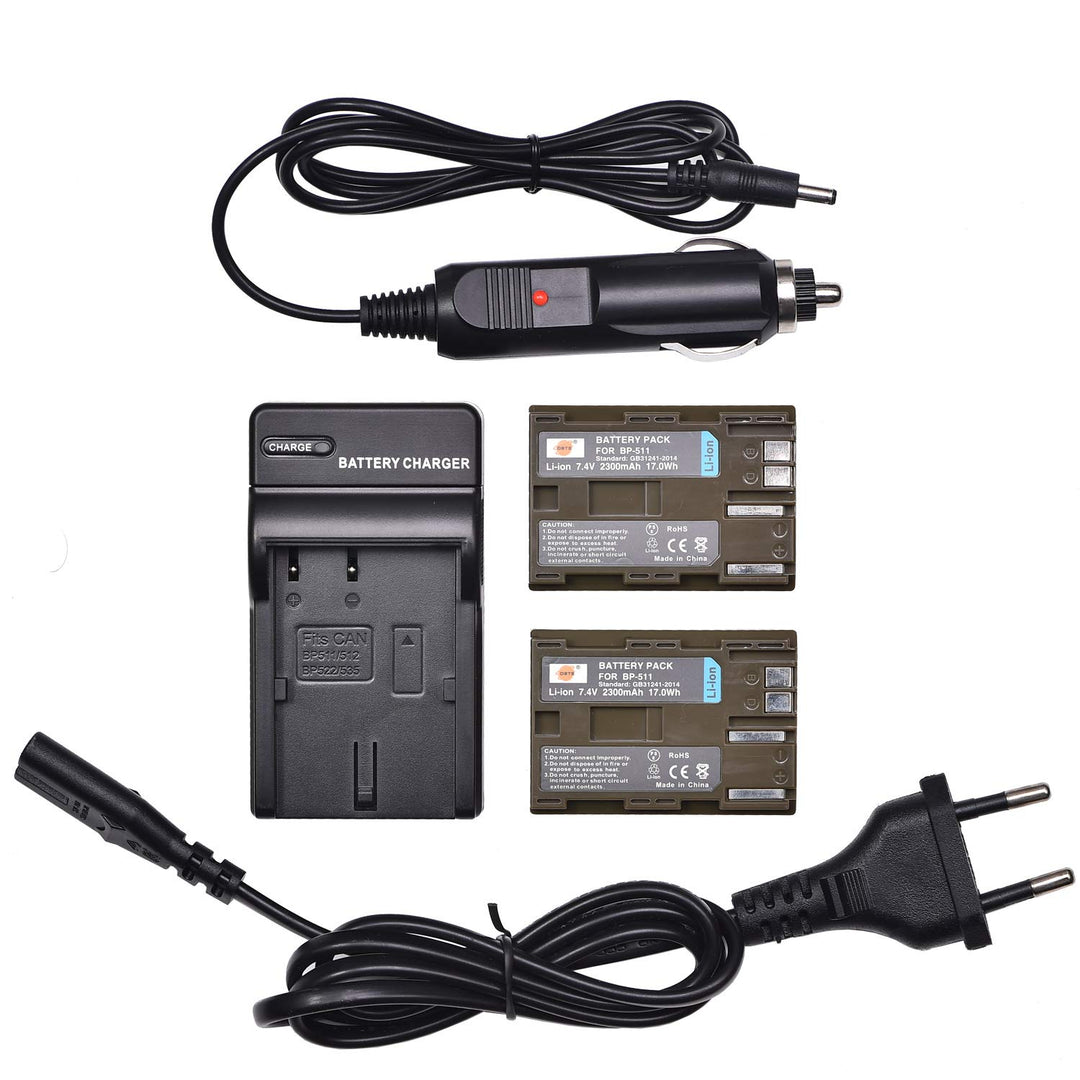 DSTE®（2 Pack） Ersatz Batterie und DC19E Reise Ladegerät Compatible für Canon BP-511 BP-511A EOS 10D