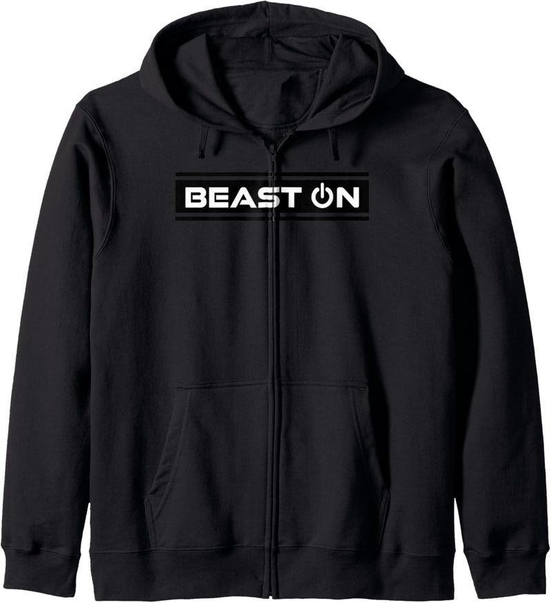 Beast ON Schwarz Gym Fitness Workout Gym Spruch Motivation Kapuzenjacke