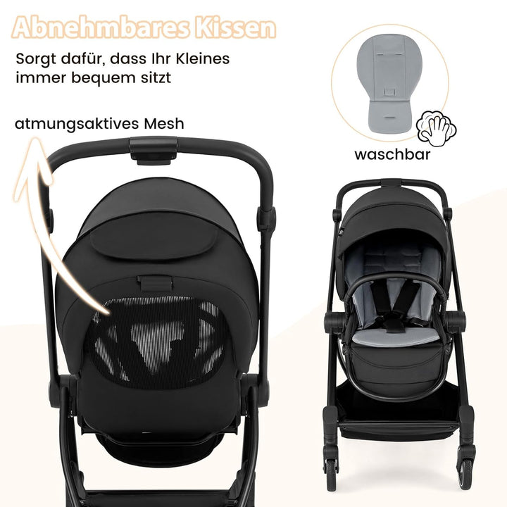 COSTWAY Kinderwagen faltbar mit umkehrbarem Sitz, Reisebuggy mit verstellbarer Rückenlehne, Griff, S