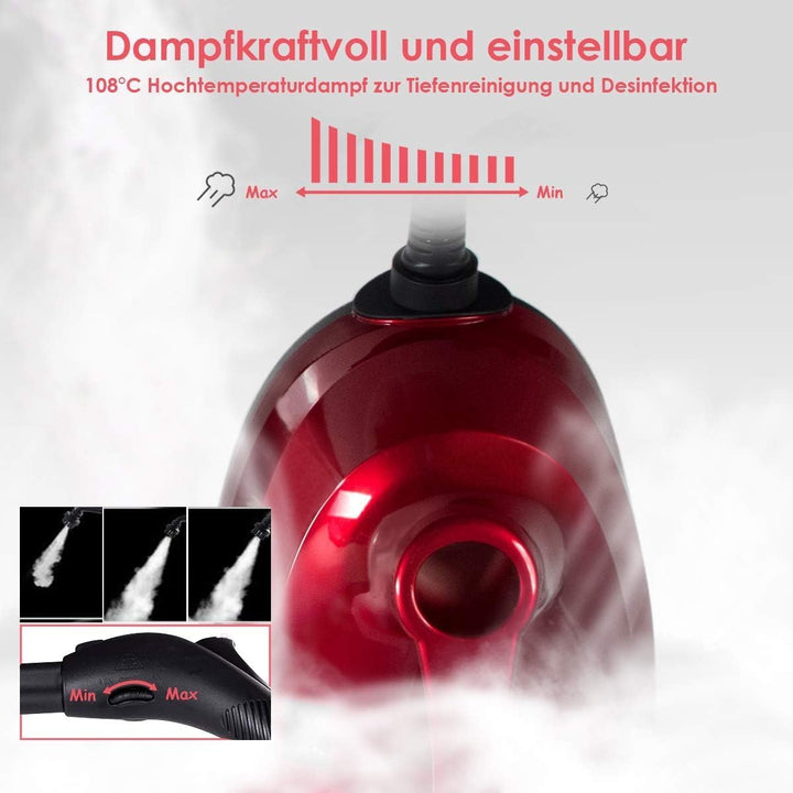 FANTASK 2000-W-Dampfreiniger bis zu 108 ° C, Tank: 1,5L, mit 19 Zubehör und integrierter Kindersiche
