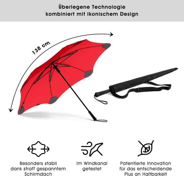 Blunt Executive Stockschirm Regenschirm rot | gross & sturmfest für 2 Personen – 138 cm Ø | Innovati