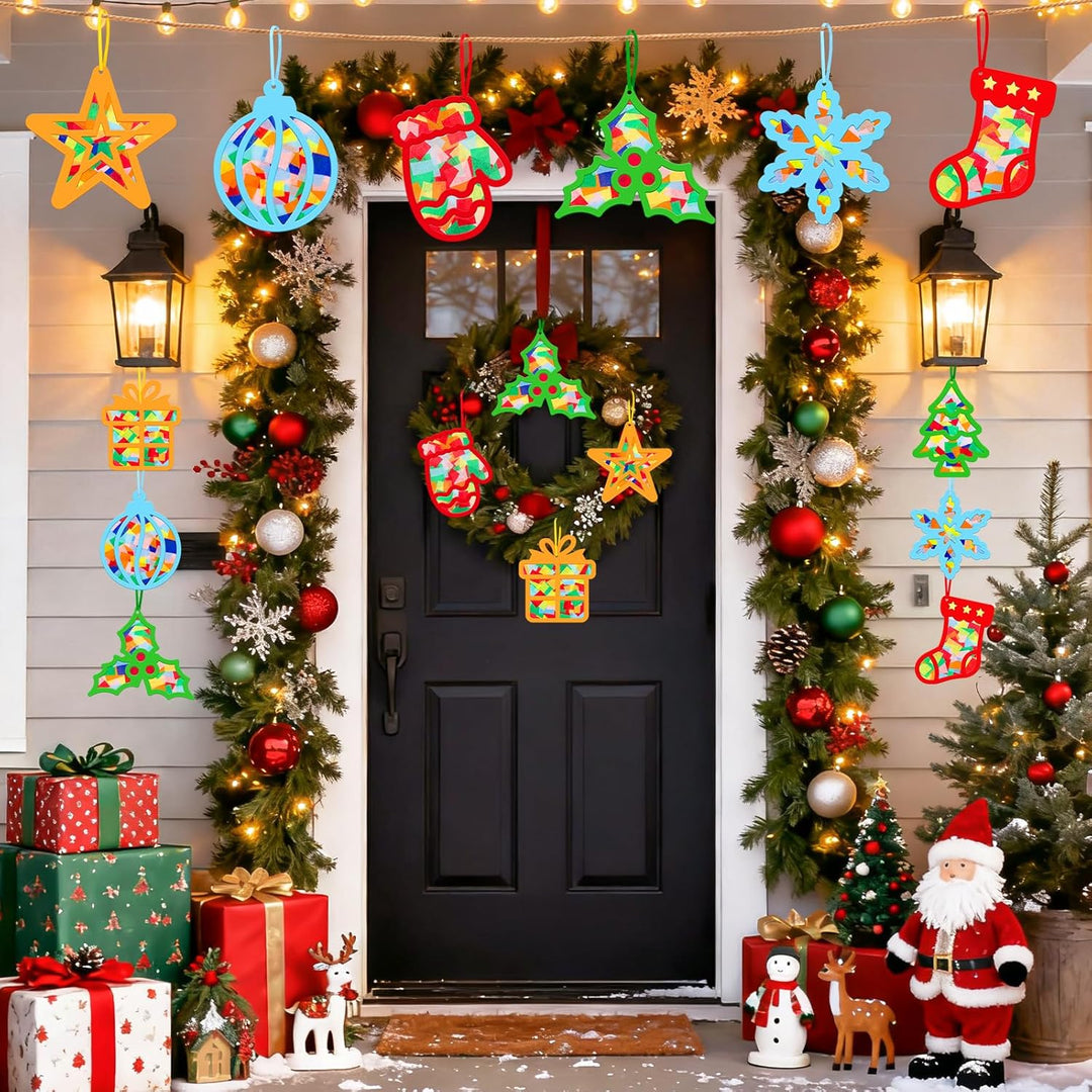 Bastelset Weihnachten Kinder,24 Stück Weihnachtsdeko,Winter Bastelset Sterne,DIY Weihnachts Fensterb