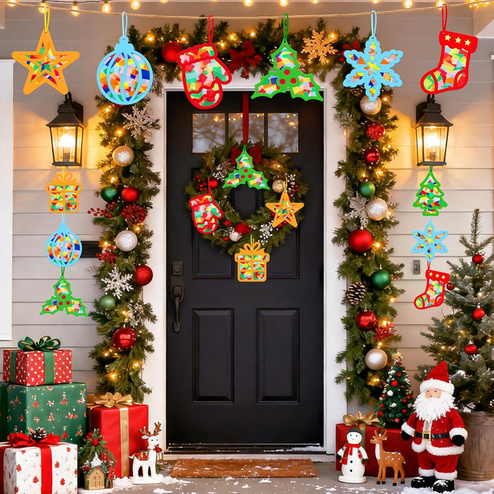Bastelset Weihnachten Kinder,24 Stück Weihnachtsdeko,Winter Bastelset Sterne,DIY Weihnachts Fensterb