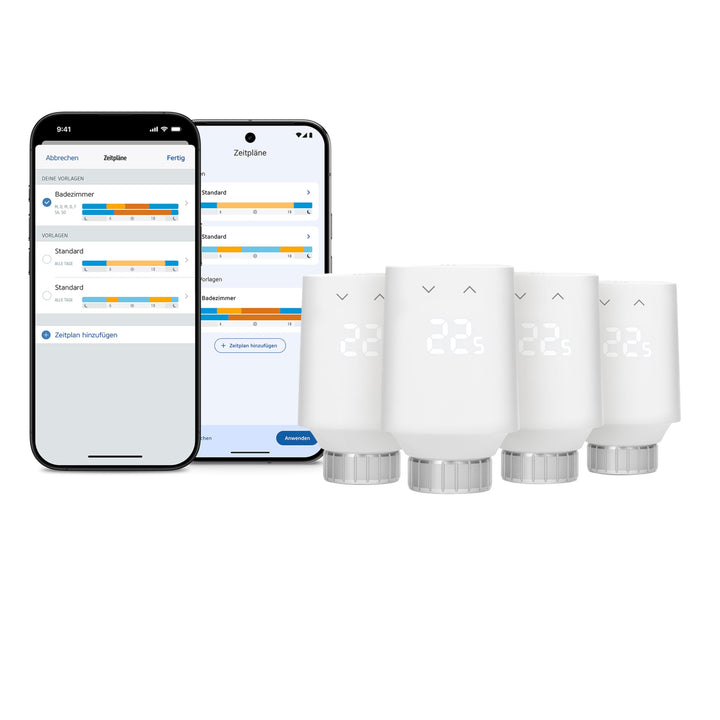 Eve Thermo (Matter, 5. Gen.) 4er Pack: Smartes Heizkörperthermostat, Heizkosten sparen, funktioniert