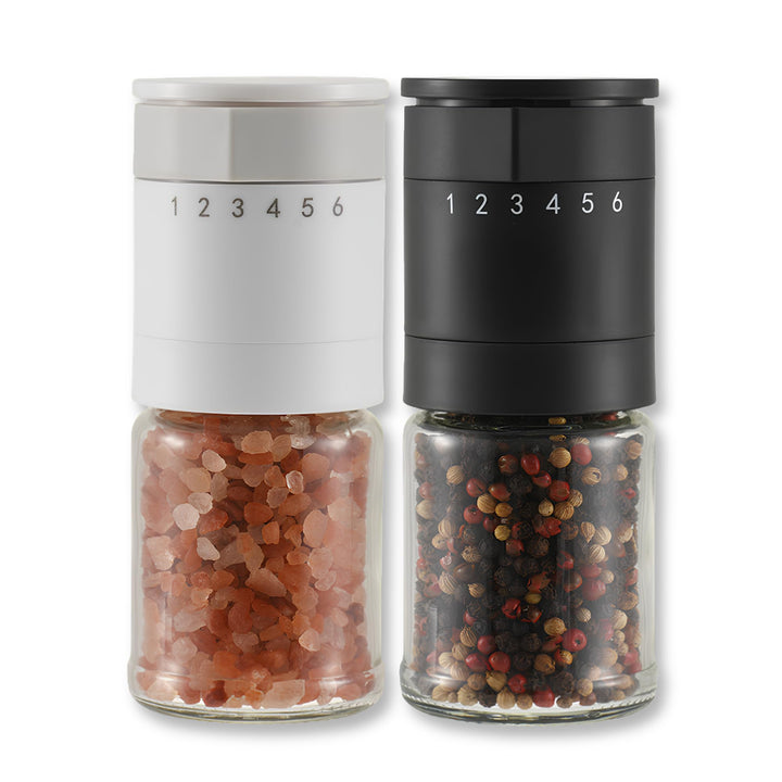Salz und Pfeffermühlen Set 2 teilig Manuelle Gewürzmühlen Glas Keramikmahlwerk 100 ml Einstellbarer