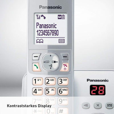 PanasonicKX-TG6823GS DECT Schnurlostelefon mit Anrufbeantworter (3 Mobilteile, strahlungsarm, Eco-Mo