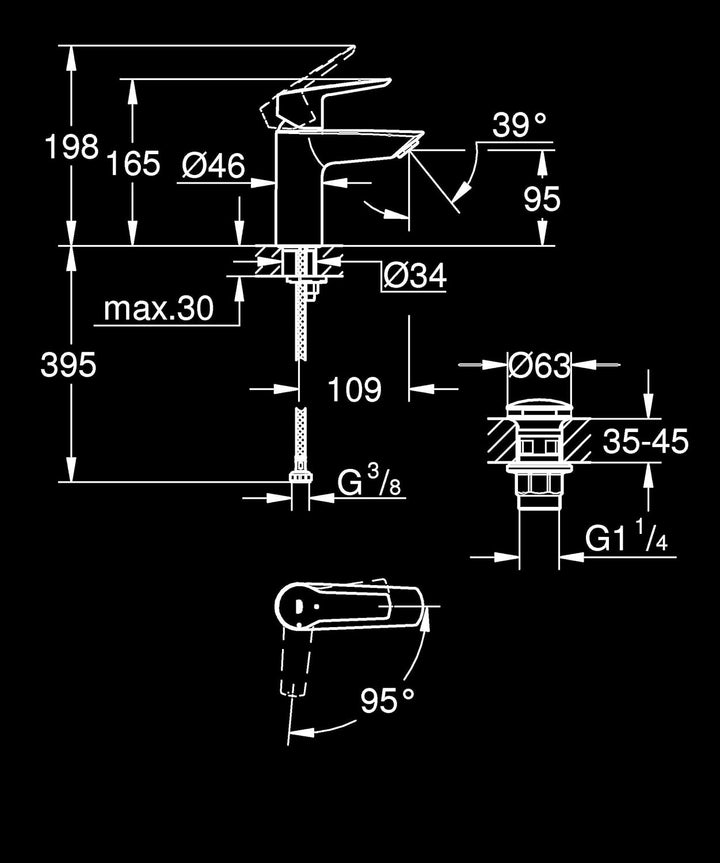 GROHE QUICKFIX Start - Einhand- Waschtischarmatur (wassersparend, S- Size, energiesparend, schnelle
