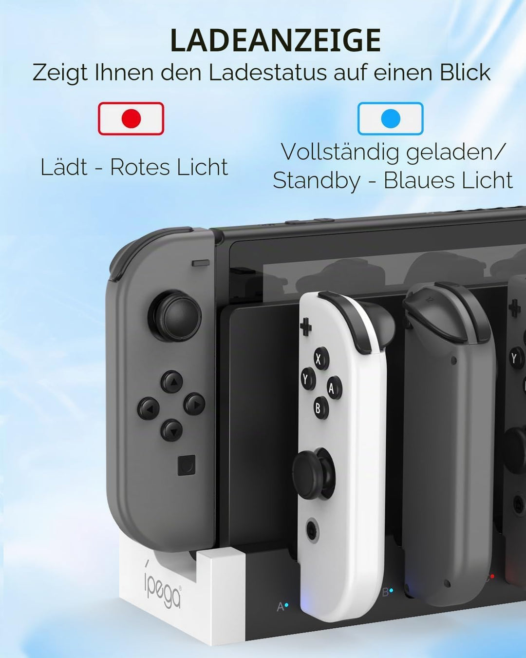 Joycon-Ladestation für Nintendo Switch/OLED, Weiss/Schwarz Weiss&amp;Schwarz, Weiss&amp;Schwarz