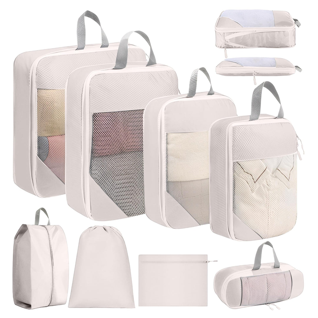 Kompressionspackwürfel für Koffer, 8 Stück erweiterbare Reisepackwürfel für Rucksack, ultraleichte R