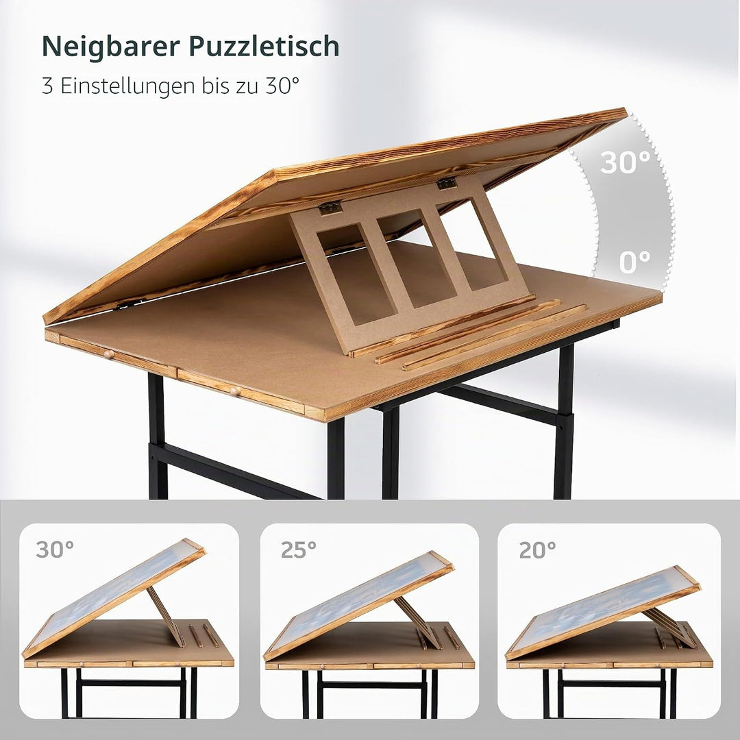 Becko US Jigsaw Puzzle Board with 4 Drawers & PVC Cover, Puzze Board Tilting Board with Height Adjus