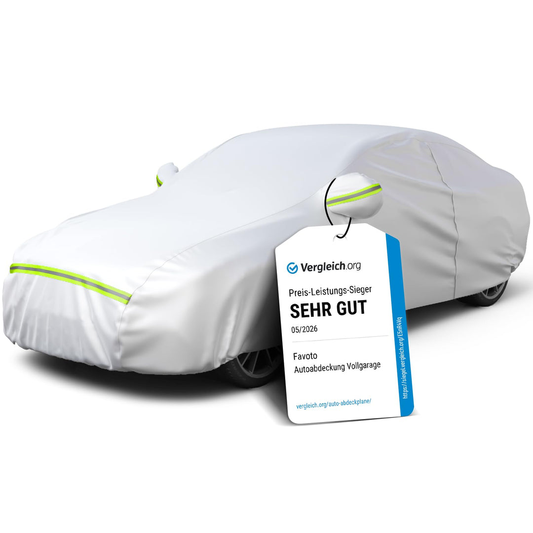 Favoto Autoabdeckung Vollgarage Abdeckplane Auto Garage Staubdicht Wasserdicht Autohülle Autoplane W