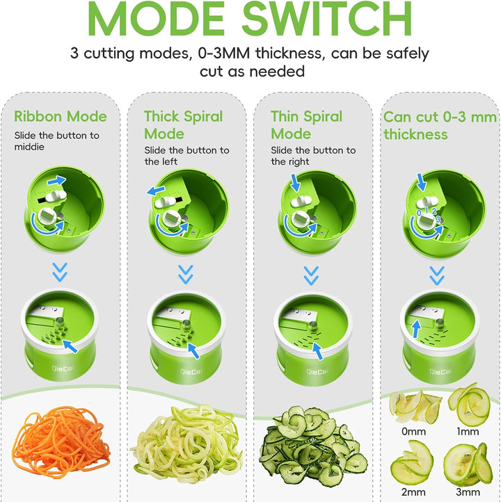Spiralschneider Gemüse mit Behälter- 4 in 1 zucchini spiralschneider | Gemüseschneider Spaghetti Gem