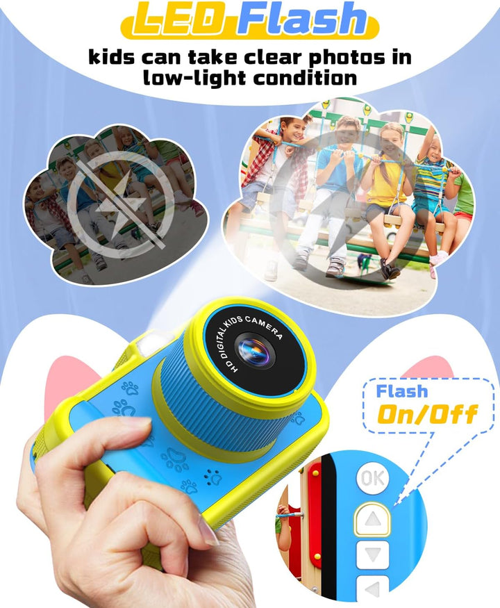 Kinderkamera, 3,5" Grossbildschirm 48MP 1080P Digitalkamera Kinder mit 360° Drehbares Zoomobjektiv L