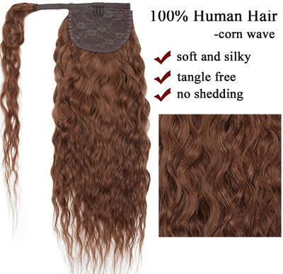 SEGO Clip in Ponytail Extensions Echthaar Zopf Pferdeschwanz Haarteil Lockig Wavy Curly Haare Haarve