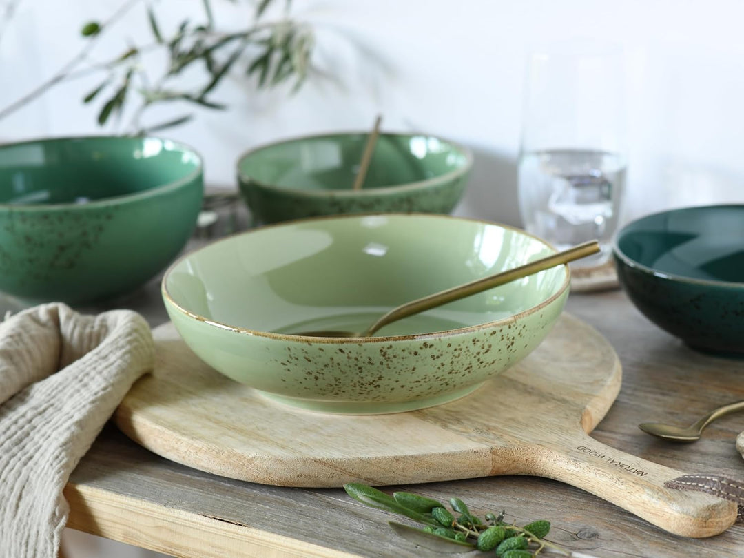 CREATABLE 23412, Serie Nature Collection BUNT Bowl Set, Geschirrset, 12 teilig, Steingrau, Wasserbla