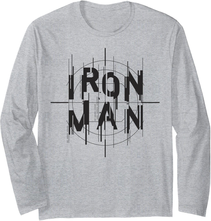 Marvel Iron Man Cross Hair Distorted Logo Langarmshirt