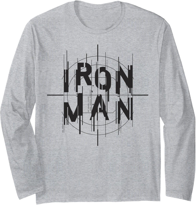 Marvel Iron Man Cross Hair Distorted Logo Langarmshirt