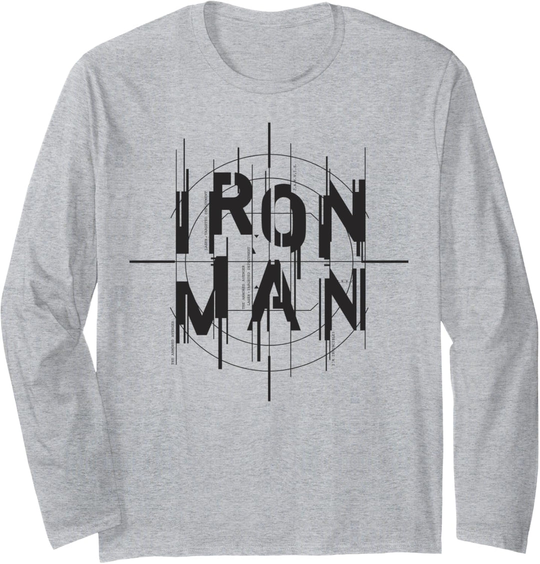 Marvel Avengers Iron Man Glitch Text Langarmshirt