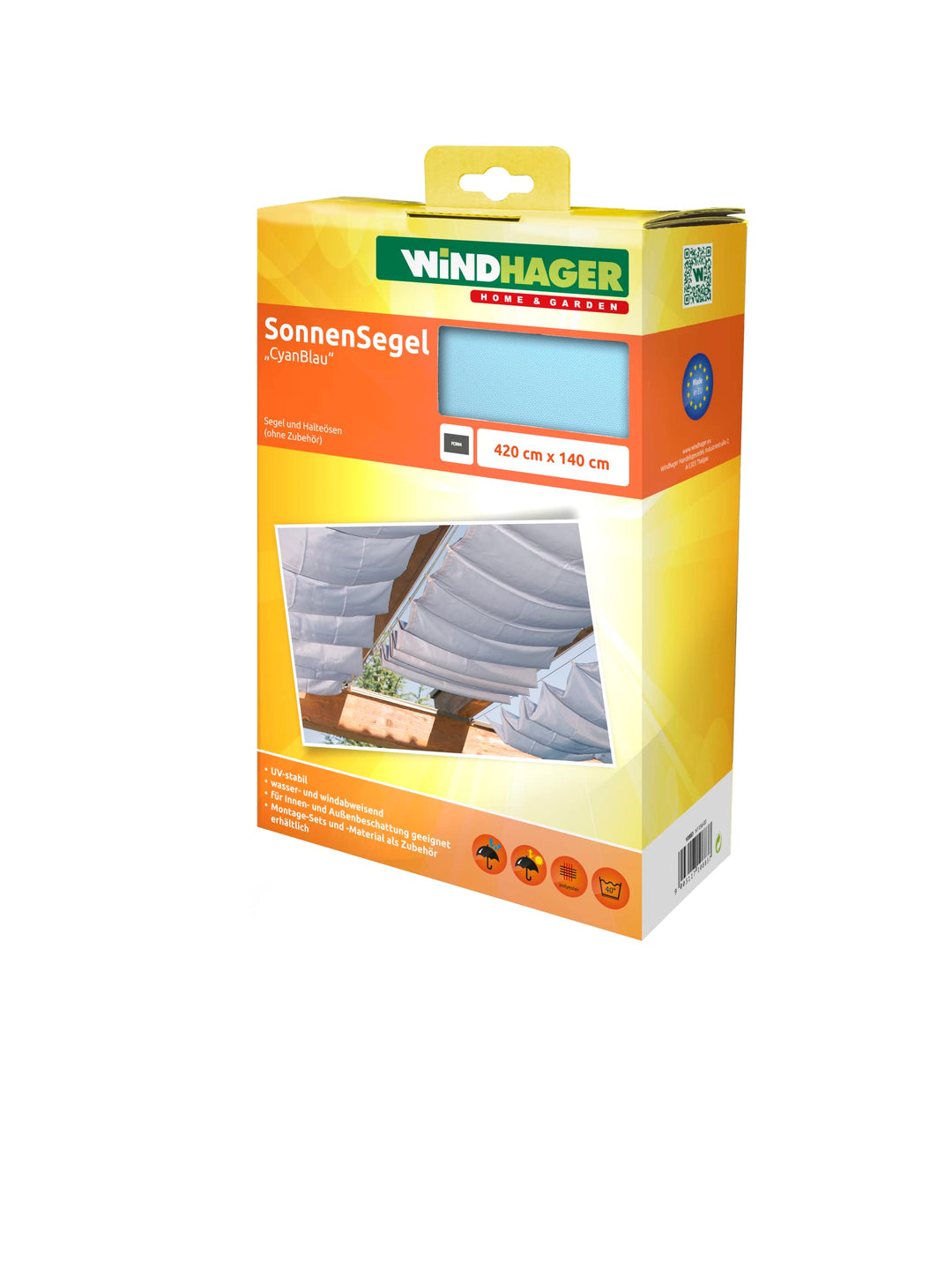 Windhager Sonnensegel für Seilspanntechnik, Wintergarten und Terrassen Beschattung, Seilspannmarkise