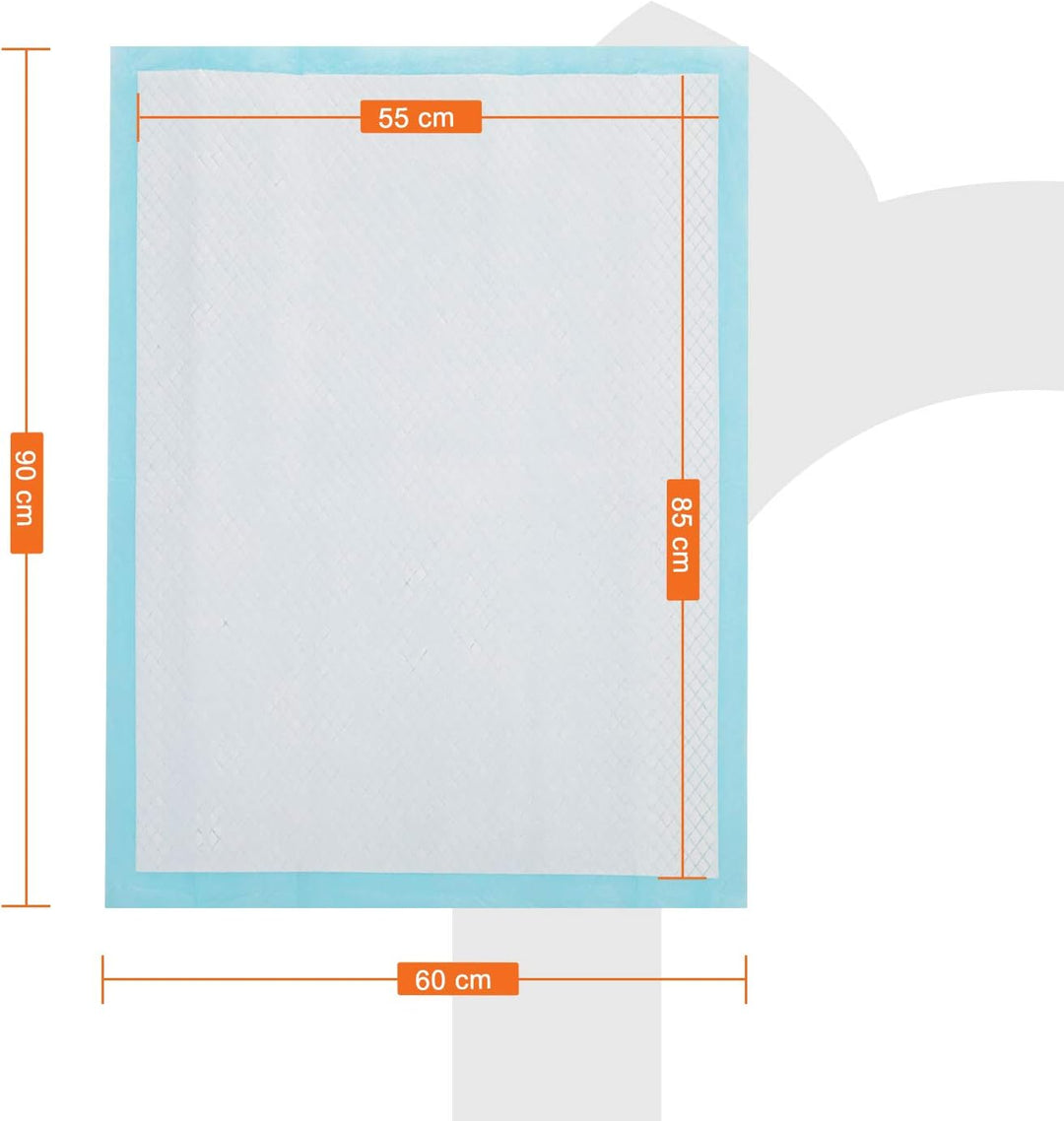 FEANDREA Puppy Pads, Welpen-Unterlage, 90 x 60 cm, 55 Stück, blau-weiss PTD95BU 90 x 60 cm 55.0 pcs.