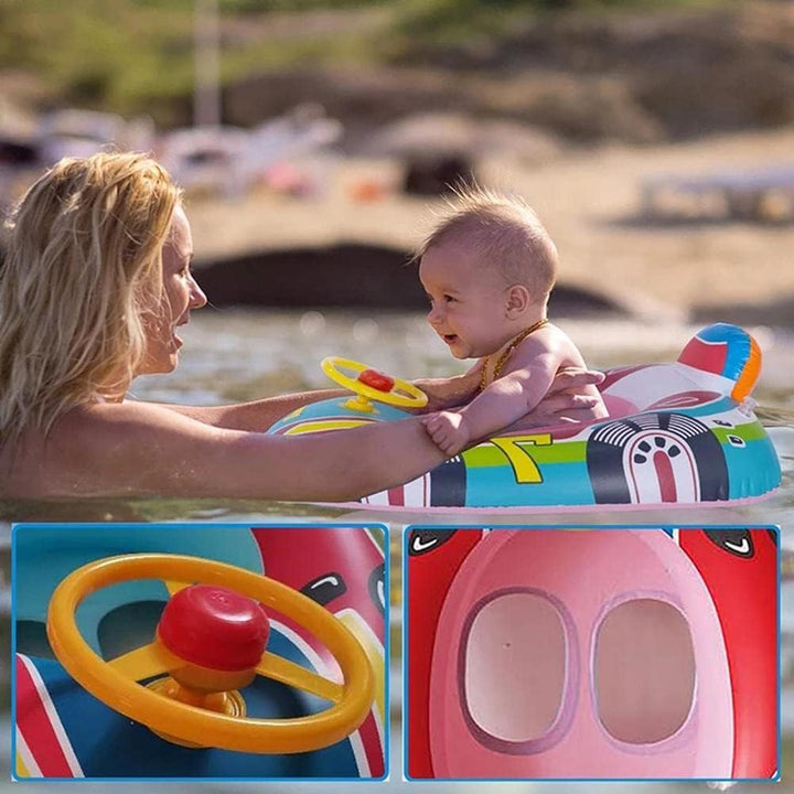 HUSHUI Baby-Schwimmbecken, aufblasbares Schwimmbecken Kleinkinder mit Lenkrad, Sommer-Wasserschwimme