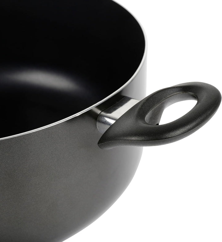Crealys 529423 Kochtopf, Durchmesser 28 cm, gepresstes Aluminium, dunkelgrau, hitzebeständige Griffe