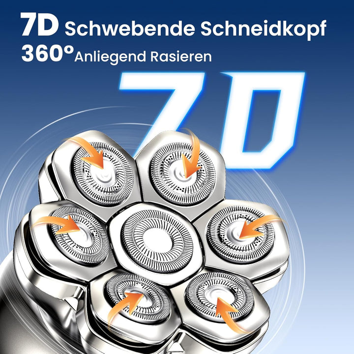 MAXGROOM 7D PRO Glatzen Rasierer Herren,IPX6 Wasserdicht Kopfrasierer Glatze mit Magnetische Schwebe