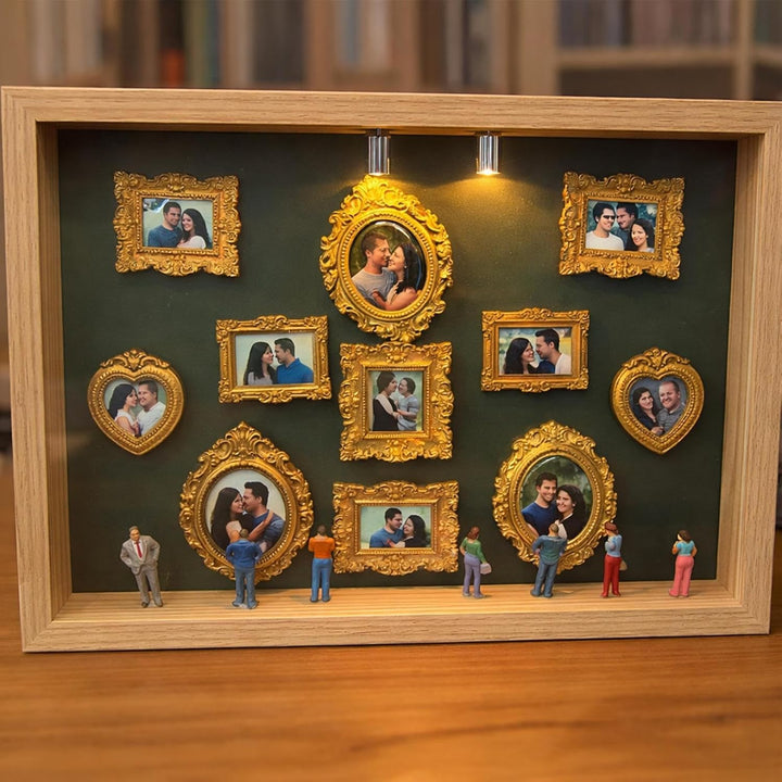 DIY Mini Museums Silhouette Box - Mini Museumsrahmen Mit Beleuchtung, Retro-Goldrahmen & Figuren, Si