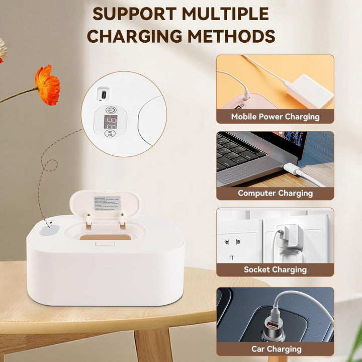 Einstellbar 40 ℃ - 60 ℃ Wischtuchwärmer,Wischtuchwärmer Für Babys, 3 Temperaturmodi Baby-Feuchttuchs