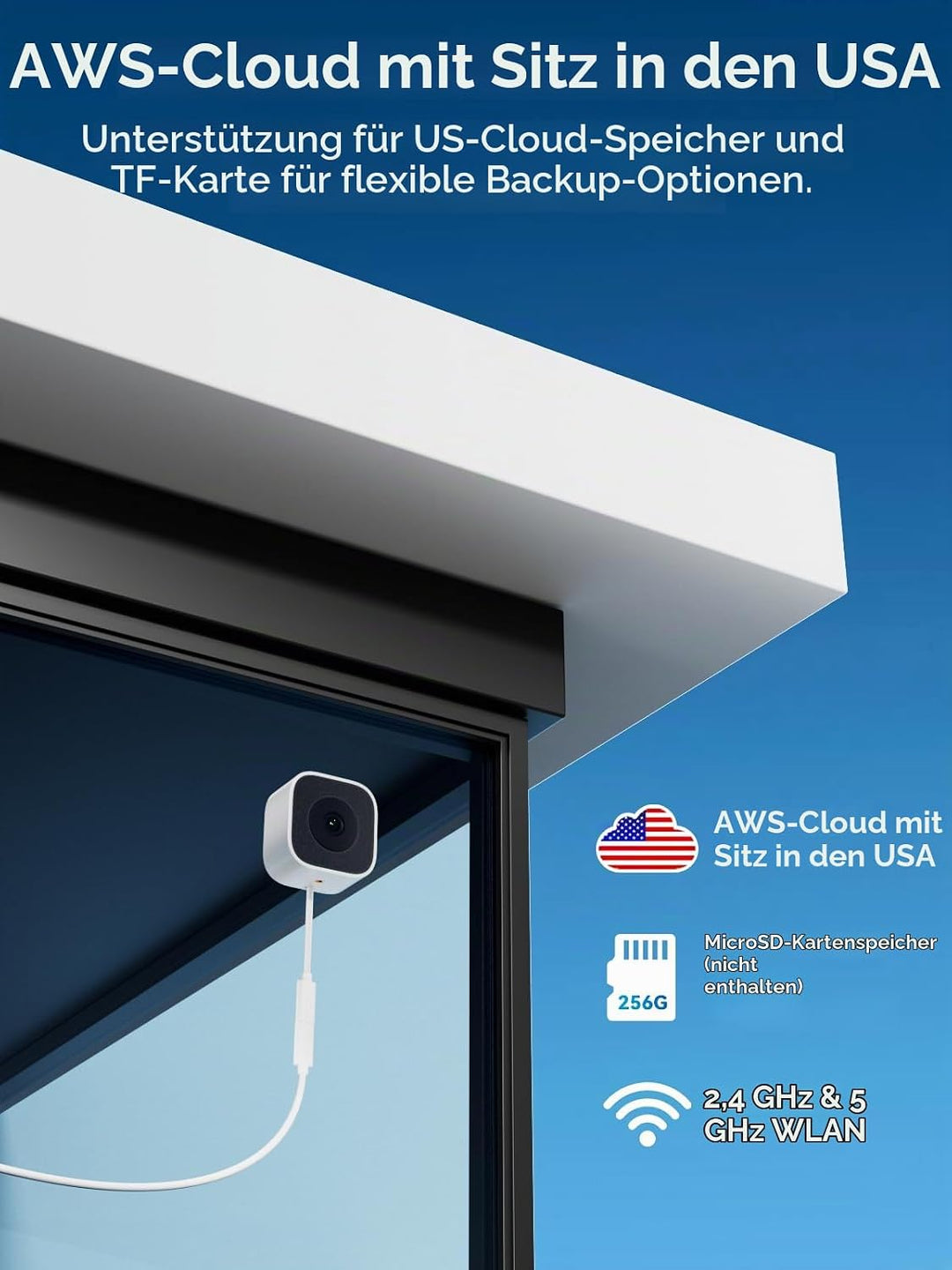 Outinput 3MP 2K Fensterkamera Innen, 2,4G&amp;5GHz Überwachungskamera Innen mit 18° Verstellbarer Halter