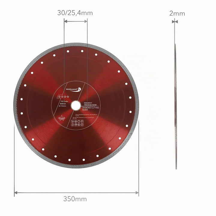 PRODIAMANT Premium Diamanttrennscheibe Fliese Feinsteinzeug 350 mm x 30 mit Ring 25,4 mm 350mm Flies