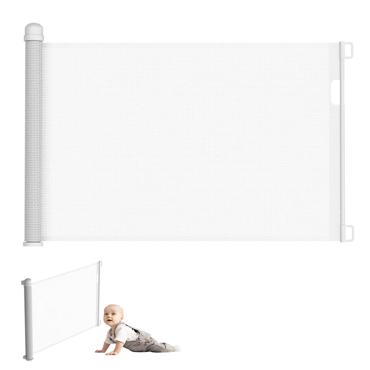 Baby Türschutzgitter Rollo Ausziehbar 0-150cm, Weiss Treppenschutzrollo Treppenschutzgitter für Baby
