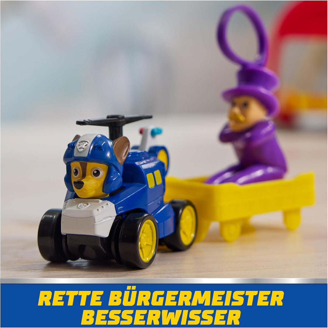 PAW PATROL Air Rescue - Pup Squad Flughafen Tower mit Fahrzeugstarter, Chase-Pup Squad Racer und Bür