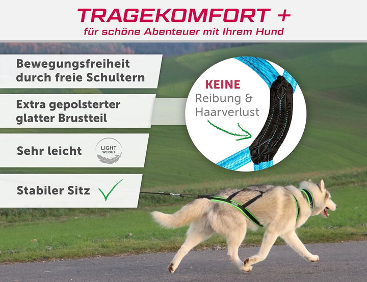 LASALINE Hunde Zuggeschirr X Back für Canicross Hundesport Dogscooter Bikejöring Schlitten in Schwar