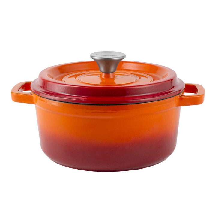 Vintage Cuisine Topf mit Deckel, emailliert, Gusseisen, 2,2 l, Orange